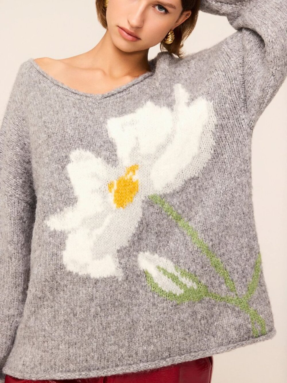 Kitri andy grey oversized knit jumper